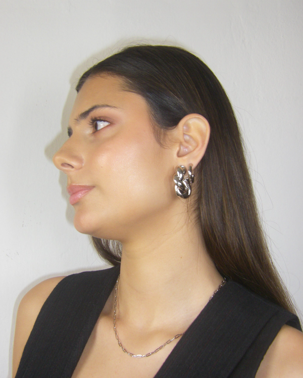 ARETES TRENZADO PLATEADO