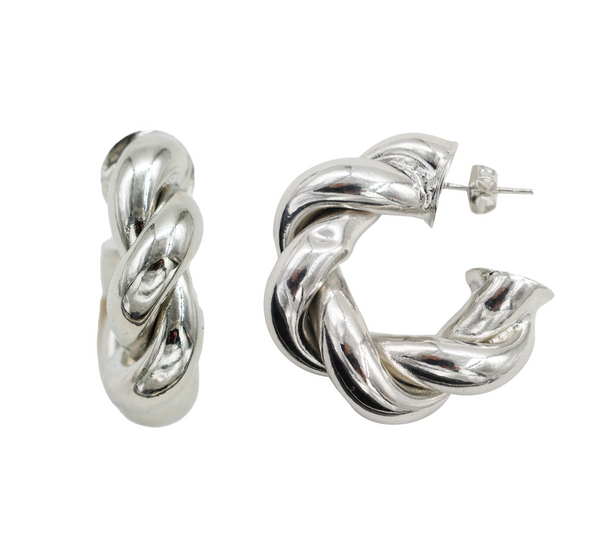 ARETES TRENZADO PLATEADO